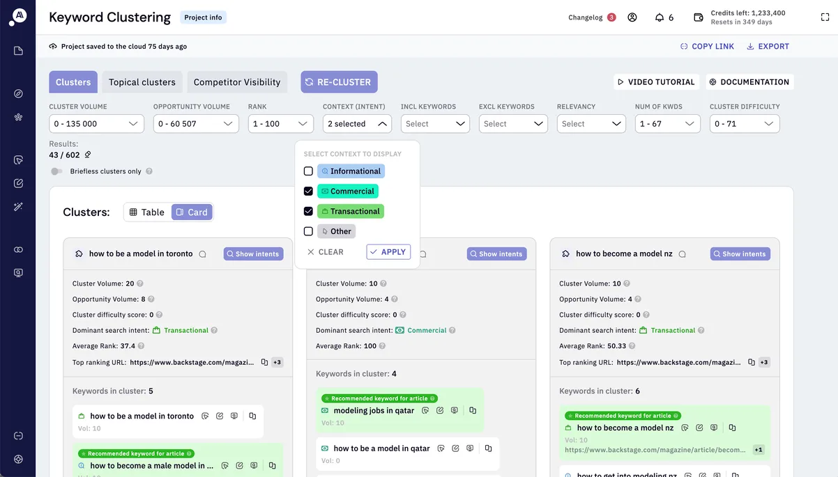 Search Intent Preview